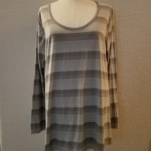 Lularoe Lynnae Gray Striped Long Sleeve Top XL
